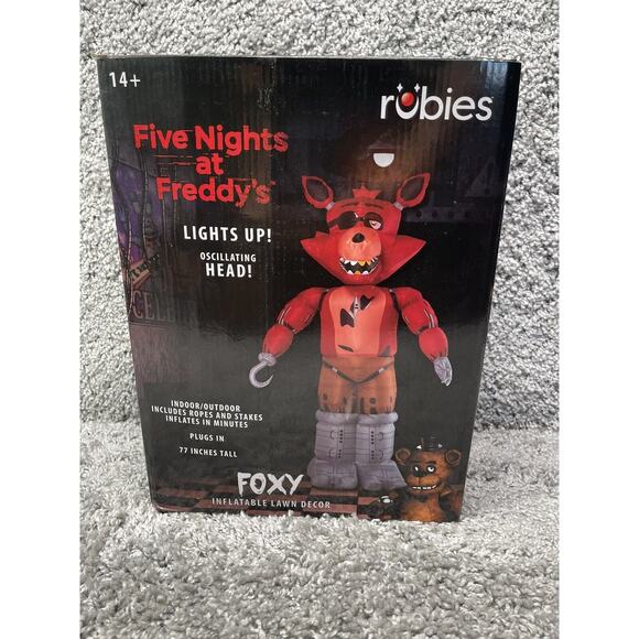 Five Nights At Freddys FOXY Inflatable 77 in Tall Animated LightsUp Decor Rubies